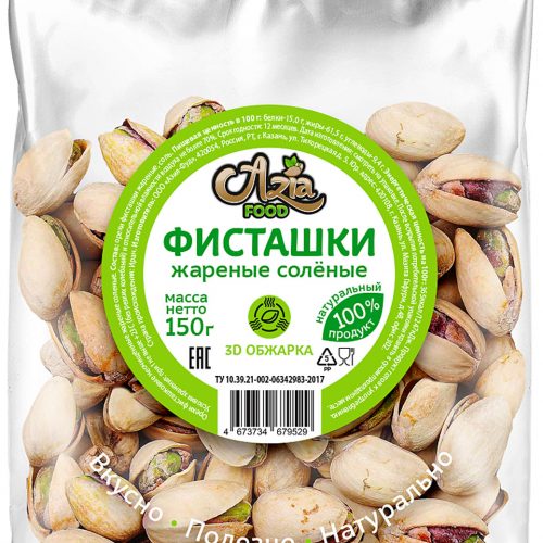 ФИСТАШКИ ЖАРЕНЫЕ СОЛЕНЫЕ 150Г